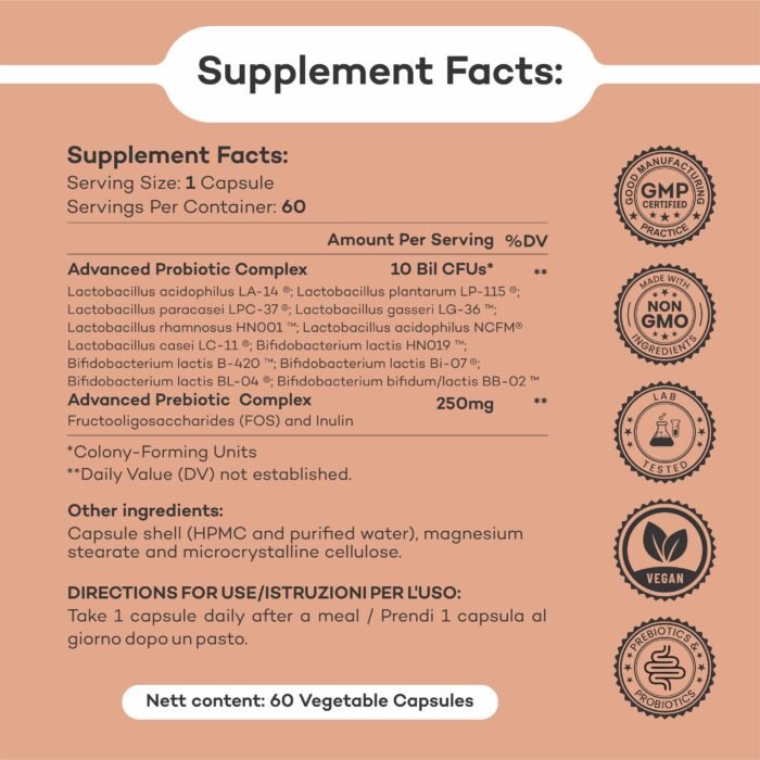 prebiotic probiotic supplement facts